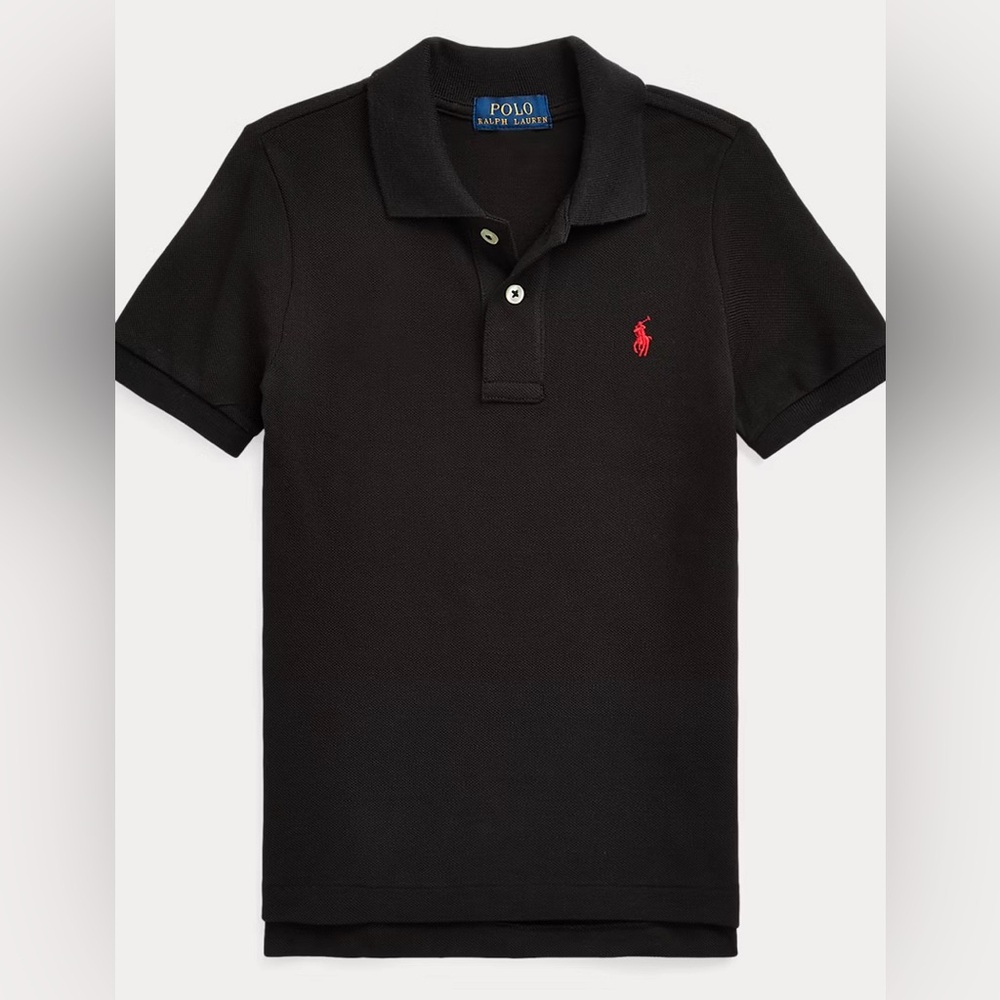 Vintage Polo Ralph Lauren Boy’s Sz 7 Iconic Black Mesh Knit‎ Polo Shirt